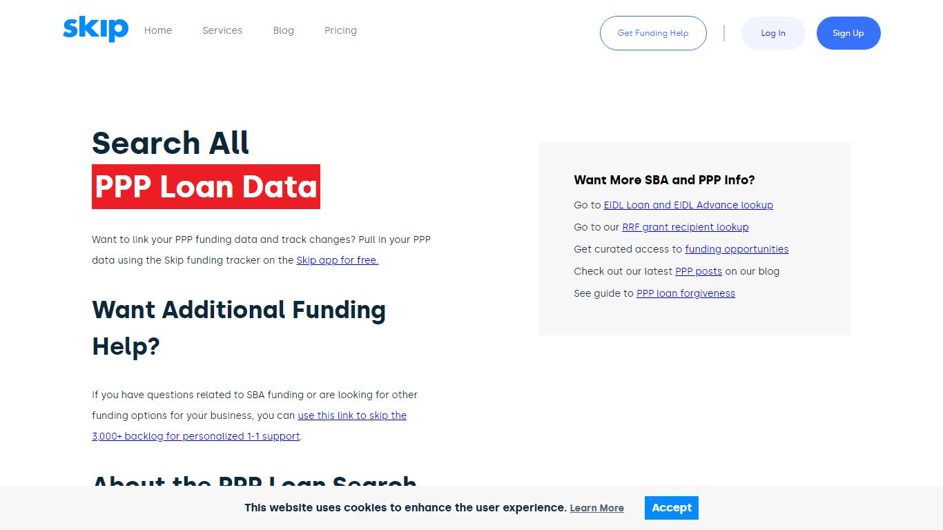 Search PPP Loan Data and PPP Loan Recipients - Skip